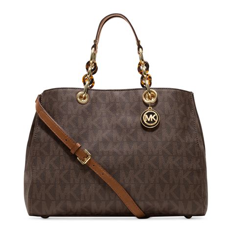 michael kors cynthia large satchel brown|michael kors black.